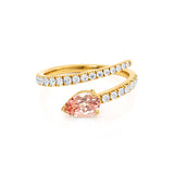 CELESTINE - Chatham® Pear Champagne Sapphire Split Shank Ring 18k Yellow Gold