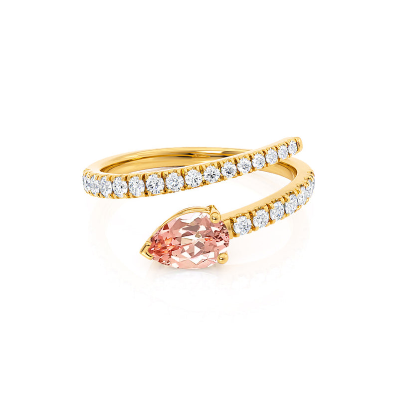 CELESTINE - Chatham® Pear Champagne Sapphire Split Shank Ring 18k Yellow Gold