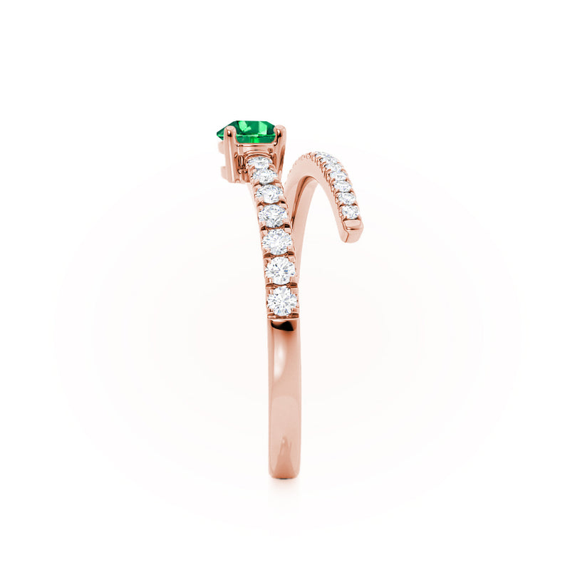 CELESTINE - Chatham® Pear Emerald Split Shank Ring 18k Rose Gold