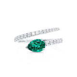 CELESTINE - Chatham® Pear Emerald Split Shank Ring 950 Platinum