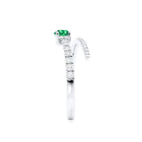 CELESTINE - Chatham® Pear Emerald Split Shank Ring 18k White Gold