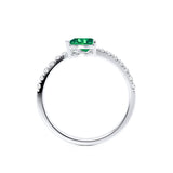 CELESTINE - Chatham® Pear Emerald Split Shank Ring 18k White Gold