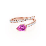 CELESTINE - Chatham® Pear Pink Sapphire Split Shank Ring 18k Rose Gold