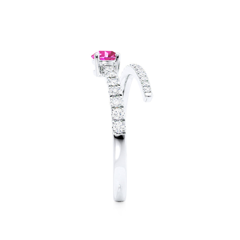 CELESTINE - Chatham® Pear Pink Sapphire Split Shank Ring 950 Platinum