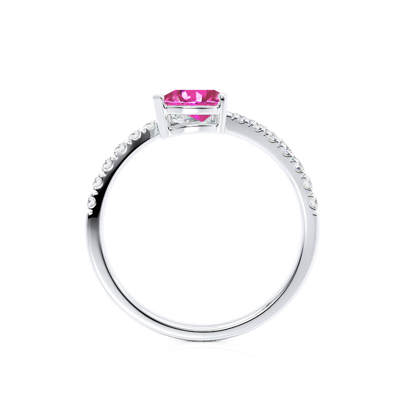 CELESTINE - Chatham® Pear Pink Sapphire Split Shank Ring 950 Platinum