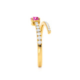 CELESTINE - Chatham® Pear Pink Sapphire Split Shank Ring 18k Yellow Gold