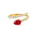 CELESTINE - Pear Ruby Split Shank Ring 18k Yellow Gold