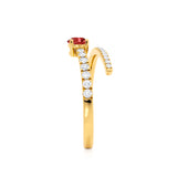 CELESTINE - Chatham® Pear Ruby Split Shank Ring 18k Yellow Gold