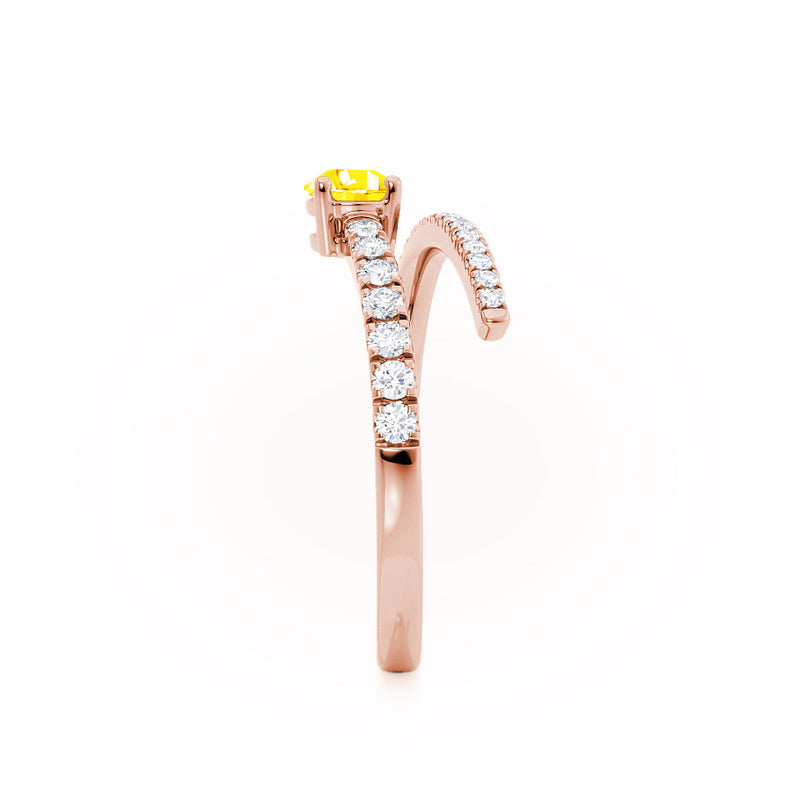 CELESTINE - Chatham® Pear Yellow Sapphire Split Shank Ring 18k Rose Gold