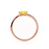 CELESTINE - Chatham® Pear Yellow Sapphire Split Shank Ring 18k Rose Gold