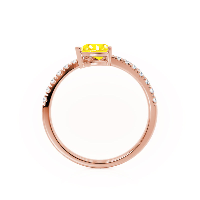 CELESTINE - Chatham® Pear Yellow Sapphire Split Shank Ring 18k Rose Gold