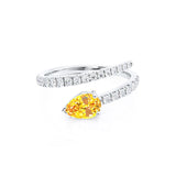 CELESTINE - Chatham® Pear Yellow Sapphire Split Shank Ring 950 Platinum