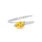 CELESTINE - Chatham® Pear Yellow Sapphire Split Shank Ring 950 Platinum