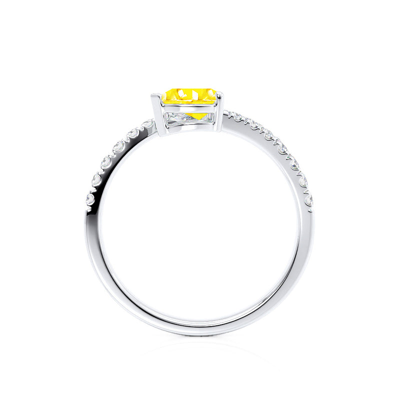 CELESTINE - Chatham® Pear Yellow Sapphire Split Shank Ring 950 Platinum