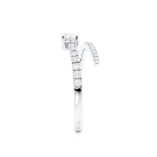 CELESTINE - Pear Moissanite Split Shank Ring 950 Platinum Engagement Ring Lily Arkwright