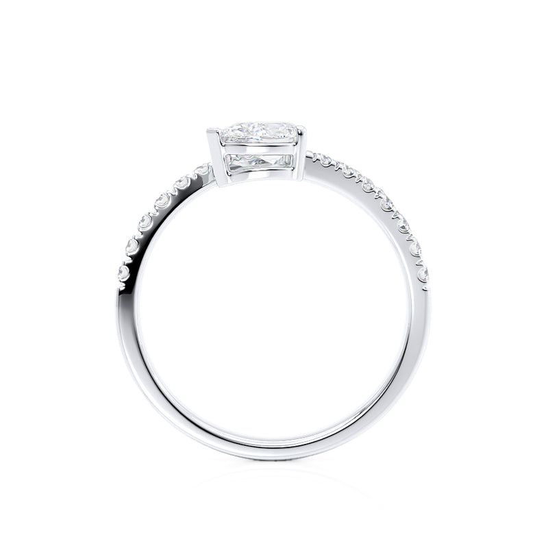 CELESTINE - Pear Moissanite Split Shank Ring 950 Platinum Engagement Ring Lily Arkwright