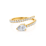 CELESTINE - Pear Moissanite Split Shank Ring 18k Yellow Gold Engagement Ring Lily Arkwright