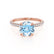 COCO- Round Aqua Spinel & Diamond 18k Rose Gold Petite Hidden Halo Triple Pavé Shoulder Set Ring Engagement Ring Lily Arkwright