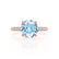 COCO- Round Aqua Spinel & Diamond 18k Rose Gold Petite Hidden Halo Triple Pavé Shoulder Set Ring Engagement Ring Lily Arkwright