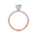 COCO- Round Aqua Spinel & Diamond 18k Rose Gold Petite Hidden Halo Triple Pavé Shoulder Set Ring Engagement Ring Lily Arkwright