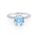 COCO- Round Aqua Spinel & Diamond 18k White Gold Petite Hidden Halo Triple Pavé Shoulder Set Ring Engagement Ring Lily Arkwright