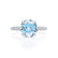 COCO- Round Aqua Spinel & Diamond 950 Platinum Petite Hidden Halo Triple Pavé Shoulder Set Ring Engagement Ring Lily Arkwright