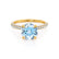 COCO- Round Aqua Spinel & Diamond 18k Yellow Gold Petite Hidden Halo Triple Pavé Shoulder Set Ring Engagement Ring Lily Arkwright