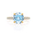 COCO- Round Aqua Spinel & Diamond 18k Yellow Gold Petite Hidden Halo Triple Pavé Shoulder Set Ring Engagement Ring Lily Arkwright