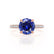 COCO- Round Blue Sapphire & Diamond 18k Rose Gold Petite Hidden Halo Triple Pavé Shoulder Set Ring Engagement Ring Lily Arkwright