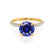 COCO- Round Blue Sapphire & Diamond 18k Yellow Gold Petite Hidden Halo Triple Pavé Shoulder Set Ring Engagement Ring Lily Arkwright