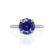 COCO- Round Blue Sapphire & Diamond 18k Yellow Gold Petite Hidden Halo Triple Pavé Shoulder Set Ring Engagement Ring Lily Arkwright