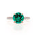 COCO- Round Emerald & Diamond 18k Rose Gold Petite Hidden Halo Triple Pavé Shoulder Set Ring Engagement Ring Lily Arkwright