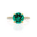 COCO- Round Emerald & Diamond 18k Yellow Gold Petite Hidden Halo Triple Pavé Shoulder Set Ring Engagement Ring Lily Arkwright