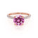 COCO- Round Pink Sapphire & Diamond 18k Rose Gold Petite Hidden Halo Triple Pavé Shoulder Set Ring Engagement Ring Lily Arkwright