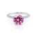 COCO- Round Pink Sapphire & Diamond 18k White Gold Petite Hidden Halo Triple Pavé Shoulder Set Ring Engagement Ring Lily Arkwright
