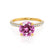COCO- Round Pink Sapphire & Diamond 18k Yellow Gold Petite Hidden Halo Triple Pavé Shoulder Set Ring Engagement Ring Lily Arkwright