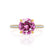 COCO- Round Pink Sapphire & Diamond 18k Yellow Gold Petite Hidden Halo Triple Pavé Shoulder Set Ring Engagement Ring Lily Arkwright