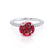 COCO- Round Ruby & Diamond 950 Platinum Petite Hidden Halo Triple Pavé Shoulder Set Ring Engagement Ring Lily Arkwright