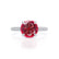 COCO- Round Ruby & Diamond 18k White Gold Petite Hidden Halo Triple Pavé Shoulder Set Ring Engagement Ring Lily Arkwright