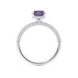 COCO - Radiant Alexandrite & Diamond 950 Platinum Petite Hidden Halo Triple Pavé Shoulder Set Ring Engagement Ring Lily Arkwright
