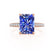 COCO - Radiant Blue Sapphire & Diamond 18k Rose Gold Petite Hidden Halo Triple Pavé Shoulder Set Ring Engagement Ring Lily Arkwright