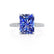 COCO - Radiant Blue Sapphire & Diamond 18k White Gold Petite Hidden Halo Triple Pavé Shoulder Set Ring Engagement Ring Lily Arkwright