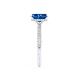 COCO - Radiant Blue Sapphire & Diamond 950 Platinum Petite Hidden Halo Triple Pavé Shoulder Set Ring Engagement Ring Lily Arkwright