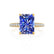COCO - Radiant Blue Sapphire & Diamond 18k Yellow Gold Petite Hidden Halo Triple Pavé Shoulder Set Ring Engagement Ring Lily Arkwright