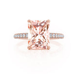 COCO - Radiant Champagne Sapphire & Diamond 18k Rose Gold Petite Hidden Halo Triple Pavé Shoulder Set Ring Engagement Ring Lily Arkwright