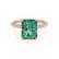 COCO - Radiant Emerald & Diamond 18k Rose Gold Petite Hidden Halo Triple Pavé Shoulder Set Ring Engagement Ring Lily Arkwright