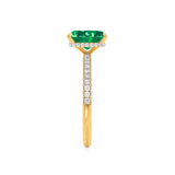 COCO - Radiant Emerald & Diamond 18k Yellow Gold Petite Hidden Halo Triple Pavé Shoulder Set Ring Engagement Ring Lily Arkwright