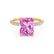 COCO - Radiant Pink Sapphire & Diamond 18k Yellow Gold Petite Hidden Halo Triple Pavé Shoulder Set Ring Engagement Ring Lily Arkwright