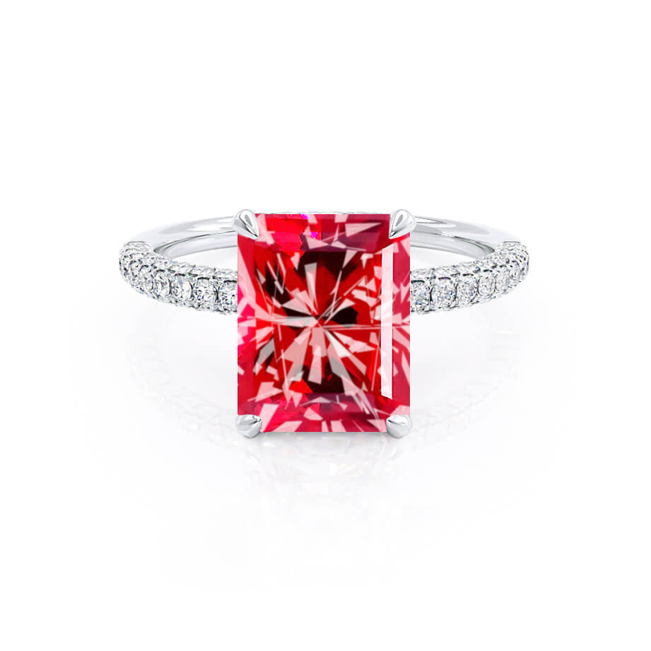 COCO - Radiant Ruby & Diamond 950 Platinum Petite Hidden Halo Triple ...