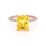 COCO - Radiant Yellow Sapphire & Diamond 18k Rose Gold Petite Hidden Halo Triple Pavé Shoulder Set Ring Engagement Ring Lily Arkwright